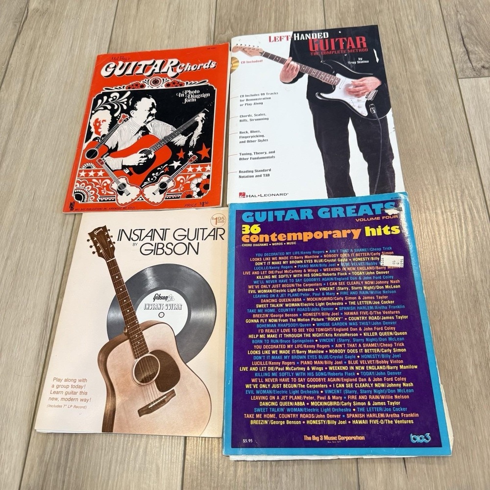 Vintage Guitar Learning Book Lot Gibson Mel Bay Hal Leonard Guitar Greats Music